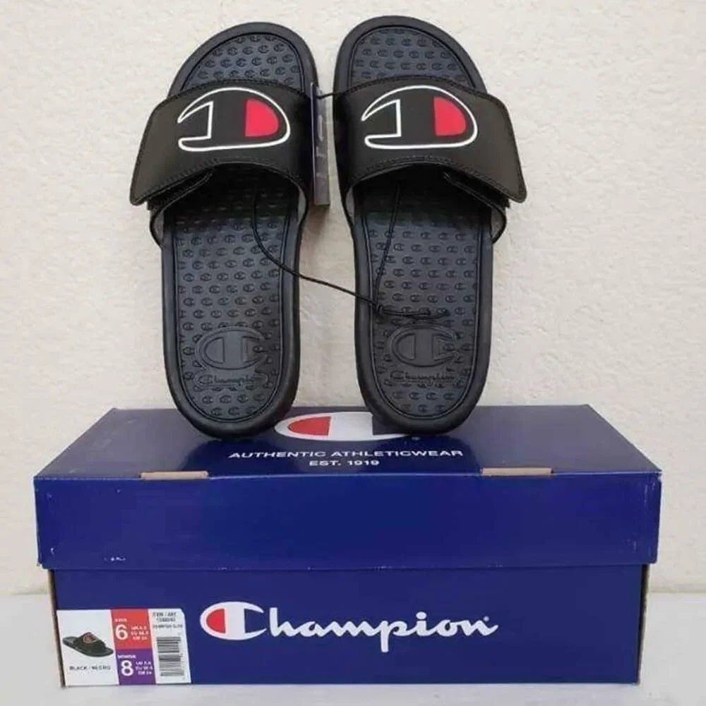 New‎ Champion Unisex Slides Sandals Black Men's Size 6 (Women's Size 8)